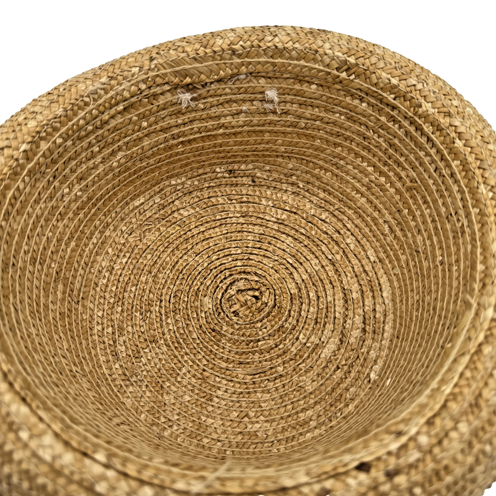 Vintage Straw Boater Hat Cherry Ribbon Polka Dot Band Flat Top Summer