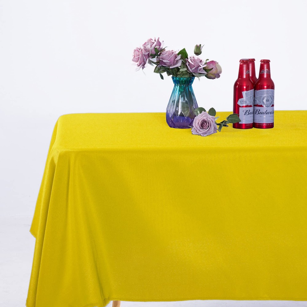 2 Pack 60x102" Yellow Rectangular Tablecloth for 6 Feet Table Polyester