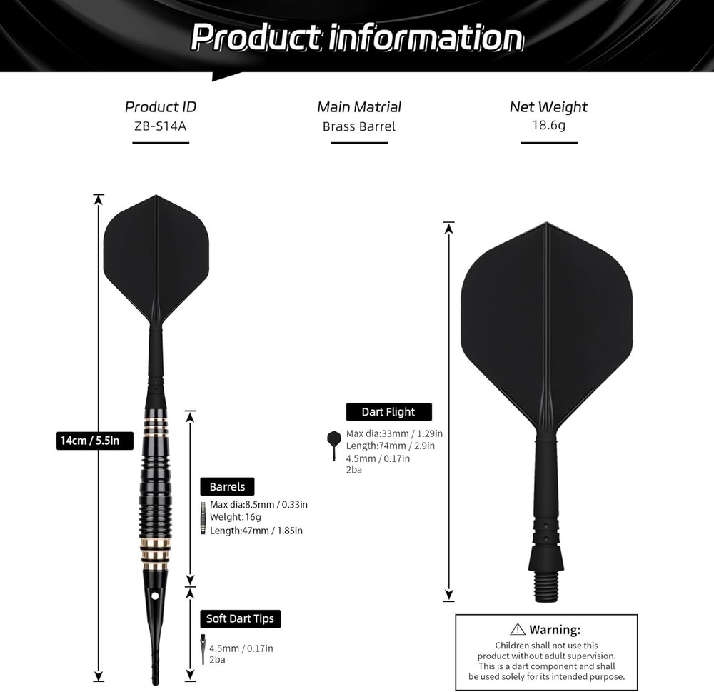 Professional Soft Tip Darts Set 18g with 30 Extra Tips and Gift Box