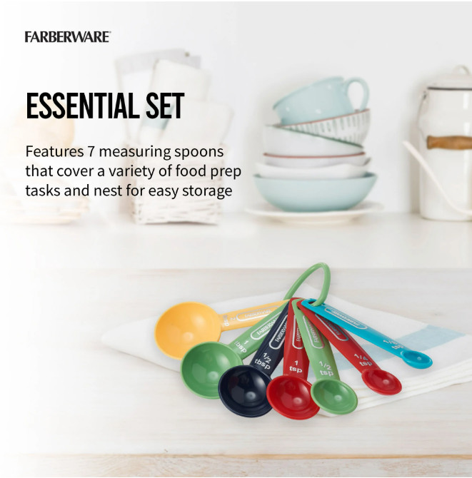 Farberware Plastic Professional 7 Piece Multi-Colored Measuring Spoon Set
