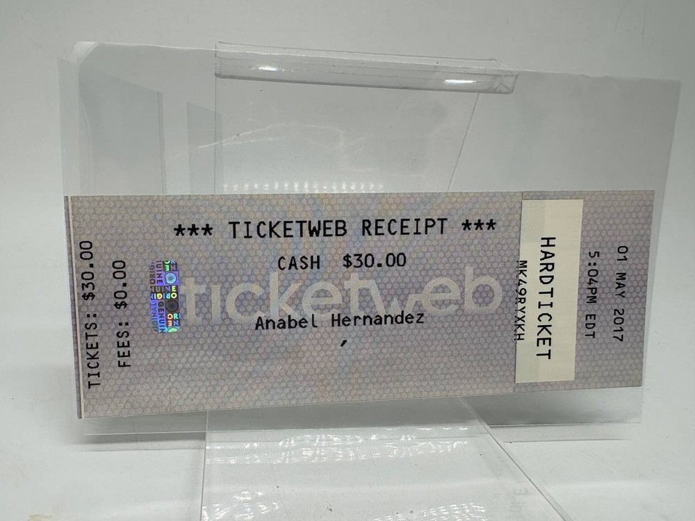 Ticket – TICKETWEB RECEIPT -  01 MAY 2017 5:04PM EDT