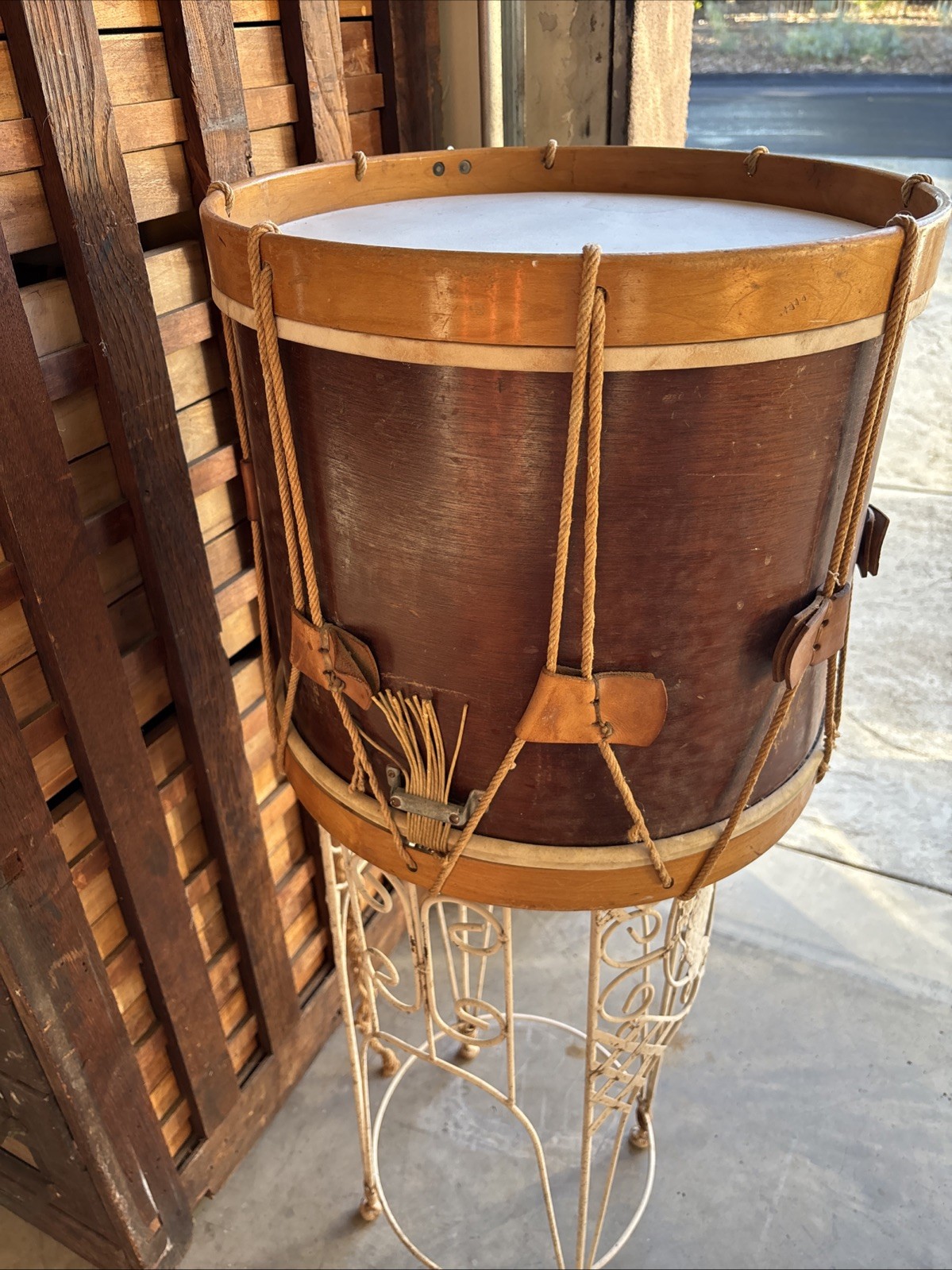 WWII U.S. MARKED WFL ROPE TENSION SNARE FIELD DRUM William F Ludwig