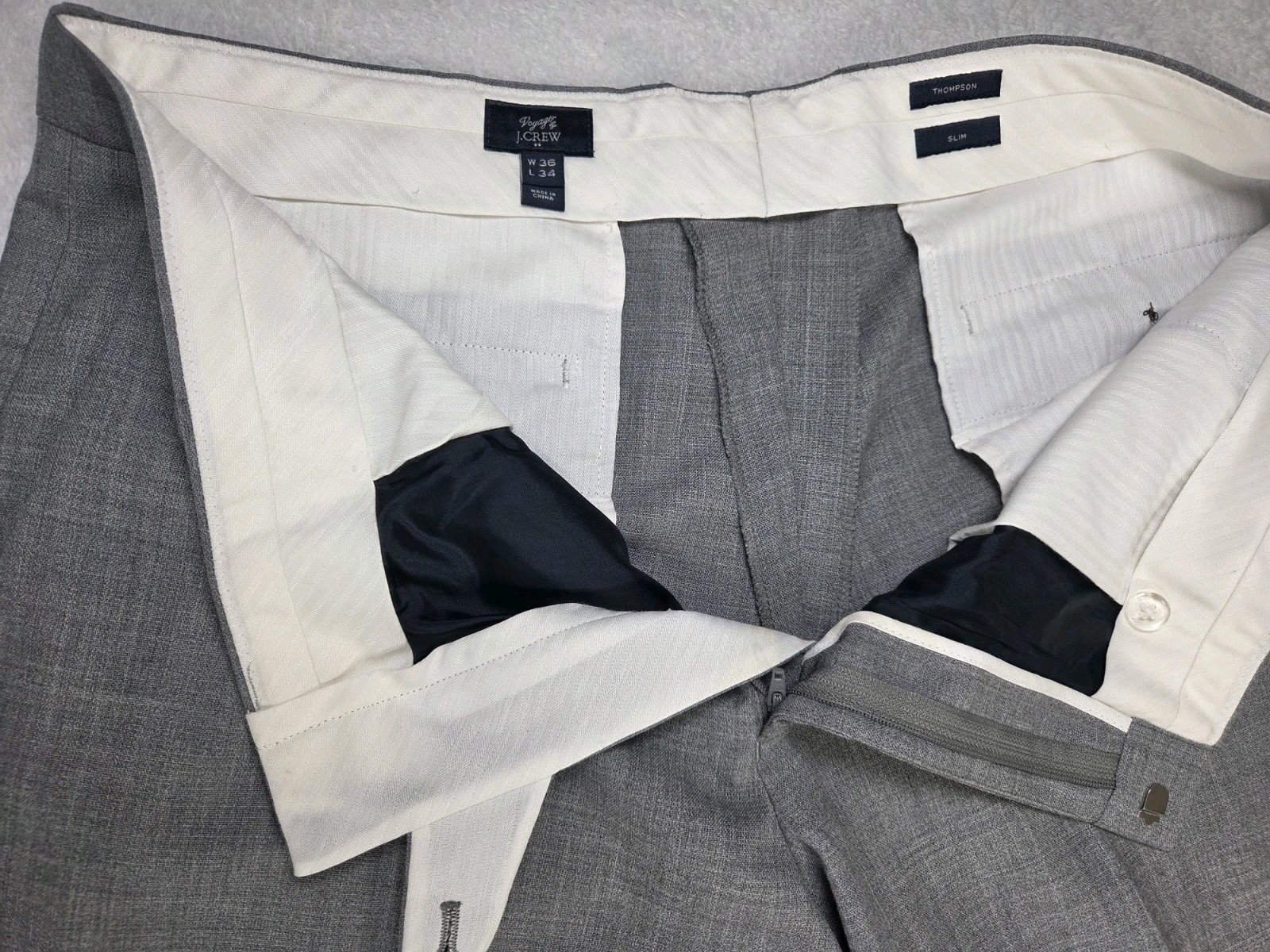 J.Crew Thompson Suit 42L 36x34 Gray 100% Wool Slim Fit Mens 2 Piece Suit Wedding