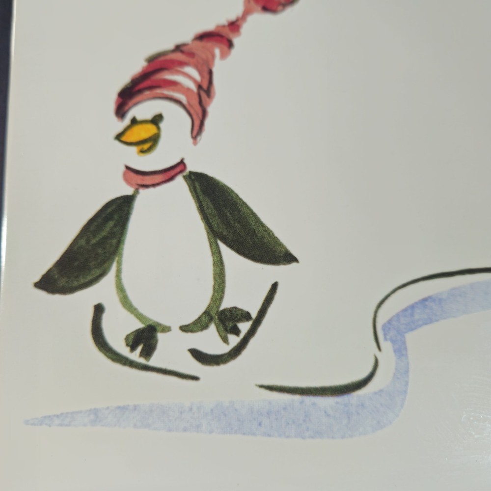 2007 Pfaltzgraff Penguin Skate 6" Square Stoneware Trivet Discontinued Pattern