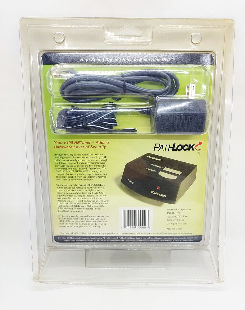 PathLock e100 NETimer Internet Security Timer DSL Cable Modem New Sealed