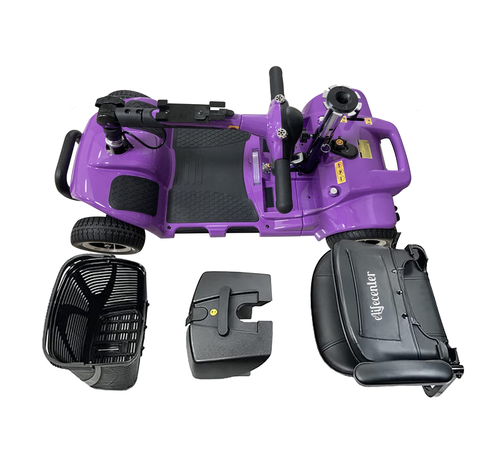 4 Wheel Mobility Scooter Folding Drive Device, Loading Capacity 265 lbs (Purple)