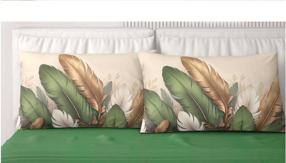 Cotton Double Bed Sheet Set 4 Pillowcases Envelope Closure Feathers