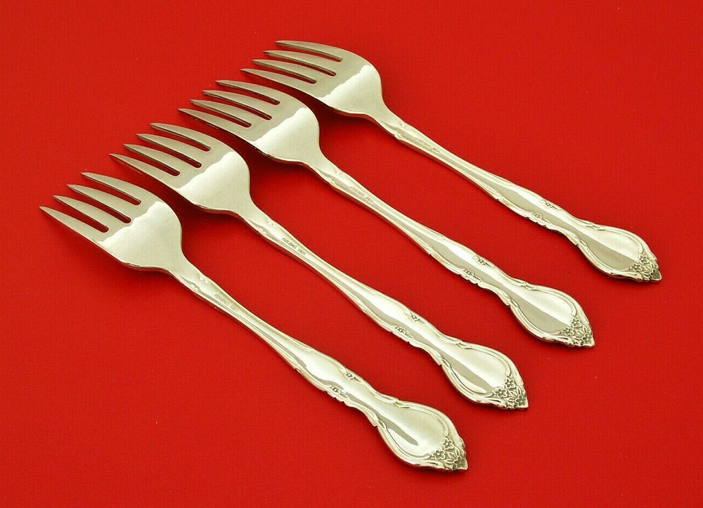 (4) ONEIDA - AFFECTION 1960 - 6 3/4" SALAD FORKS - SILVERPLATE - U.S.A.