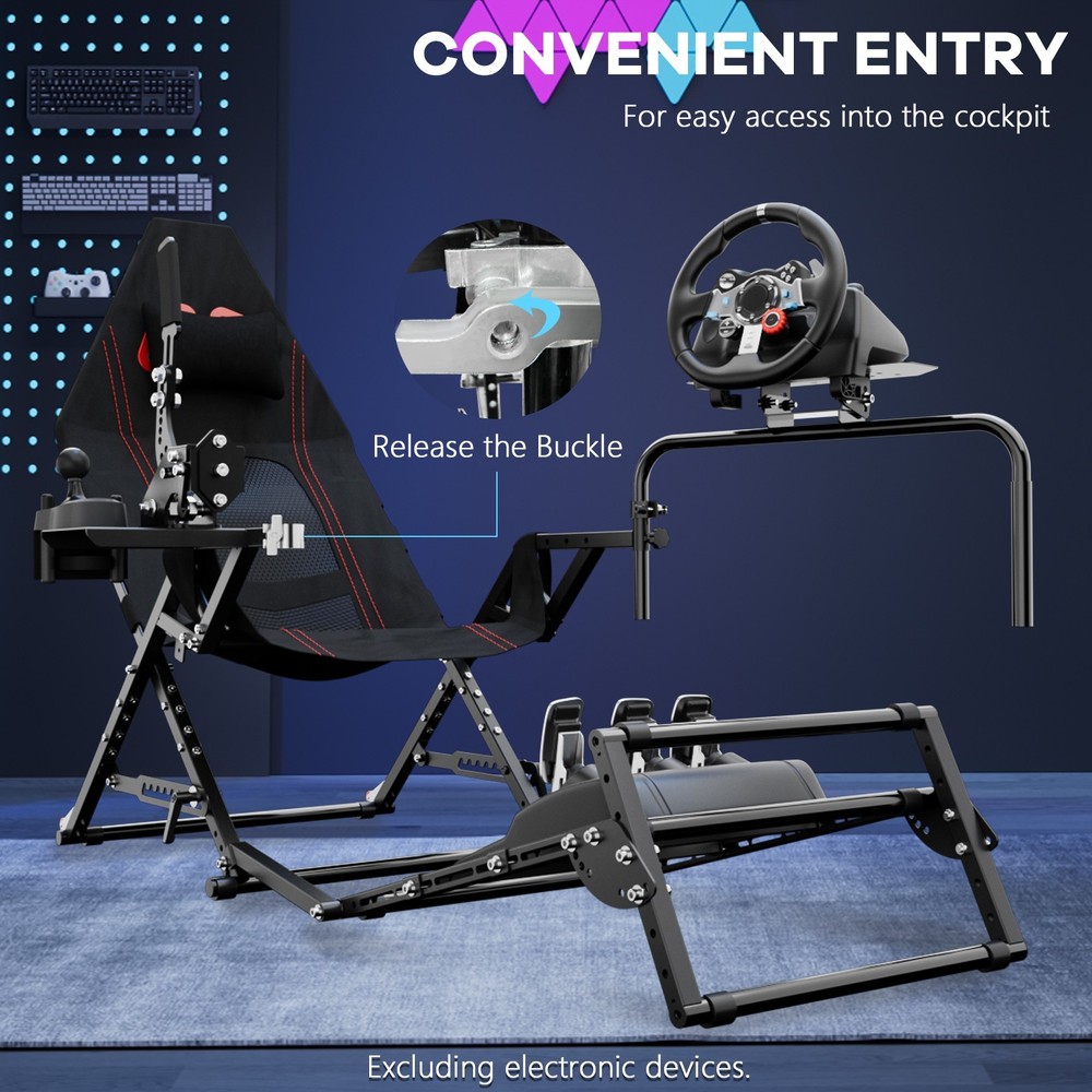 Supllueer Foldable Racing Simulator Cockpit Fits Logitech G920 Moza Thrustmaster