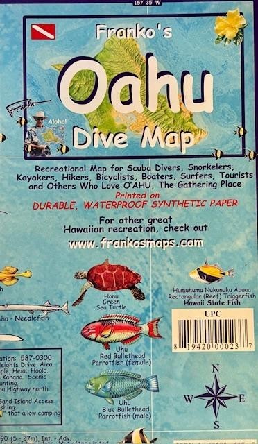 Franko's Oahu Dive Map, Hawaii, by Franko Maps