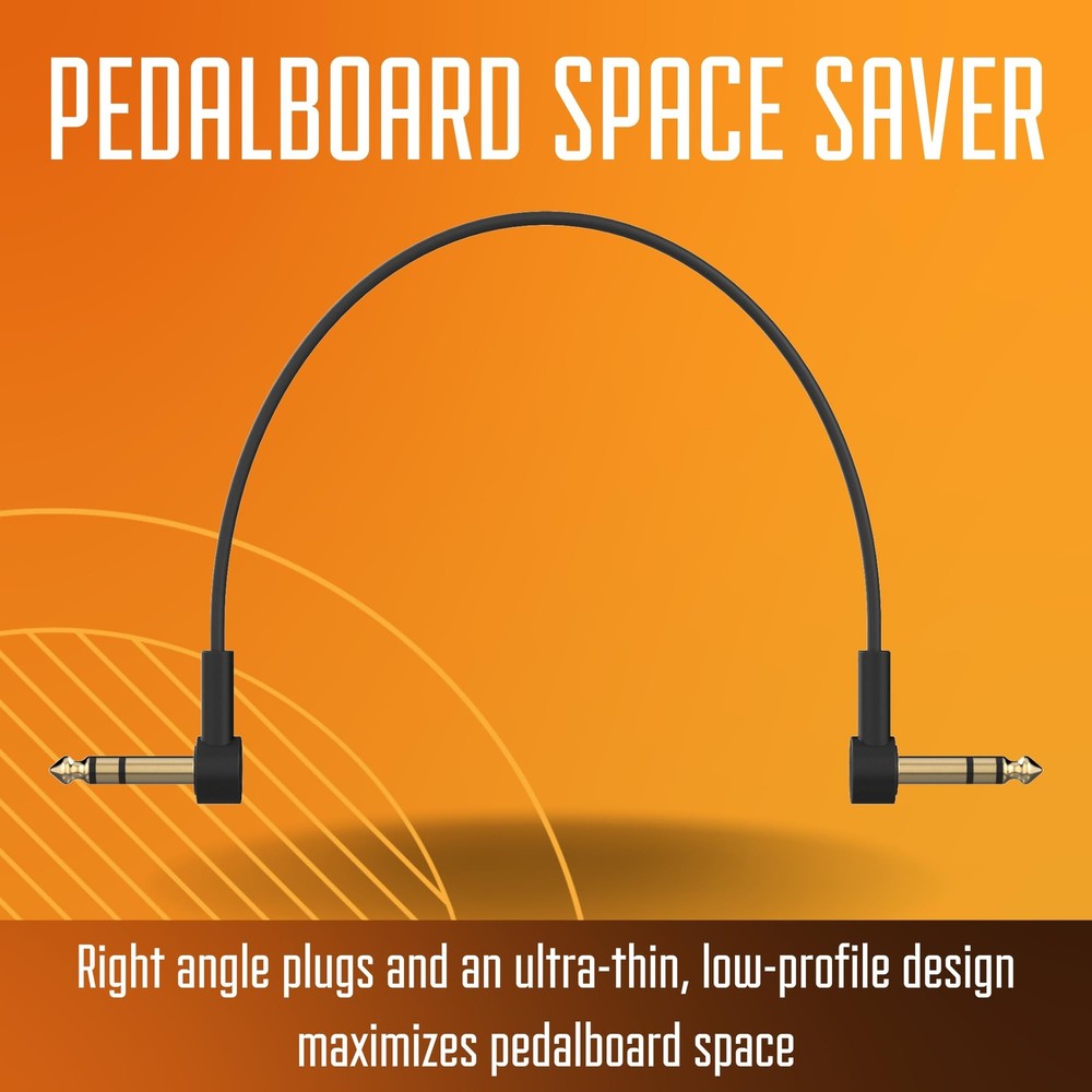 1/4" Stereo TRS Flat Patch Cables - 6" Ultra-Thin, Right Angle, Low Profile, ...