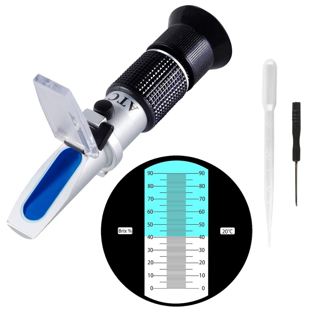 Brix Refractometer 0-90 for Sugar Content Measurement with ATC and Case