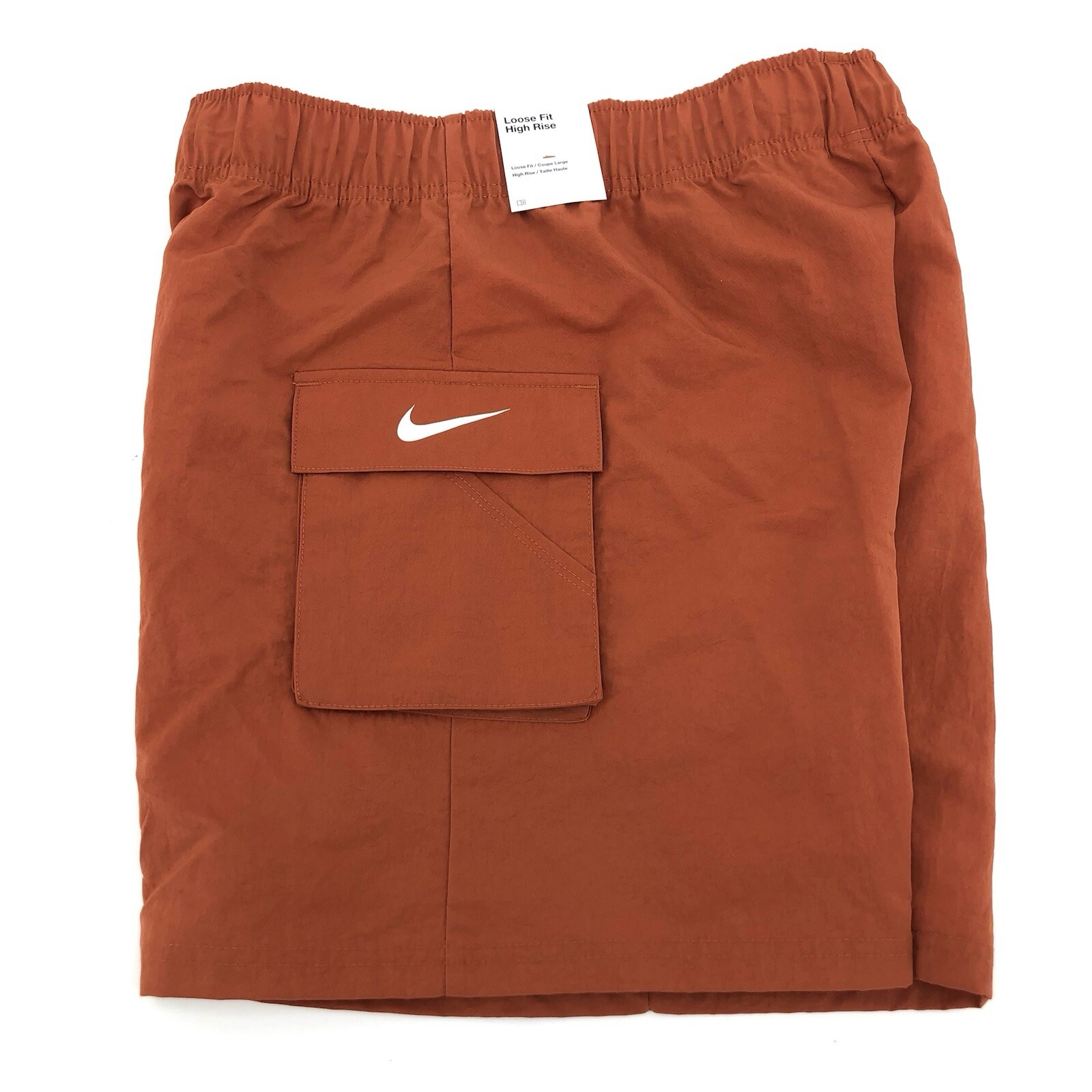 Nike Womens Woven High Rise Burnt Sunrise Orange Cargo Shorts DM6247-825 Size M