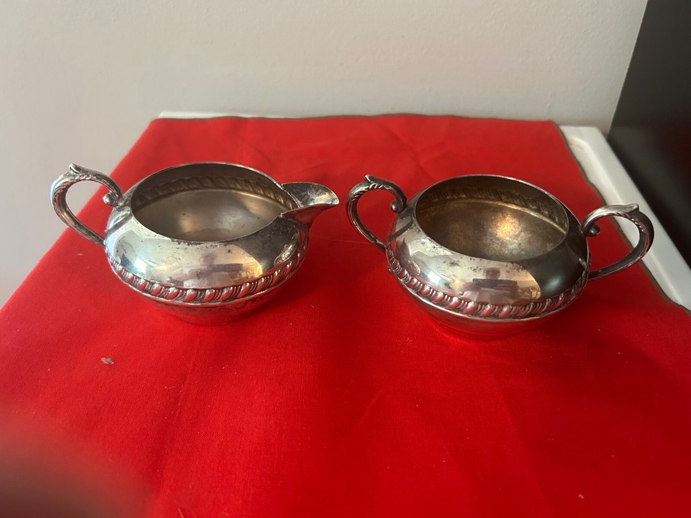 Silver Plated Copper Cream and Sugar Set CROWN MARK