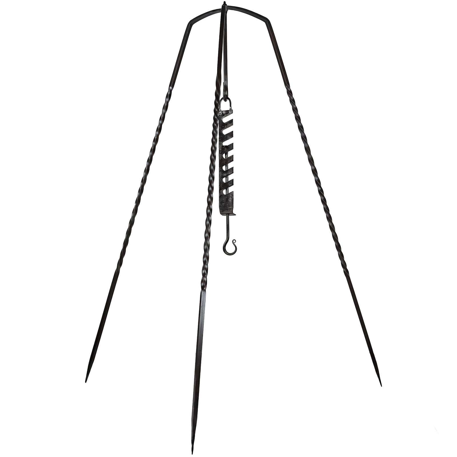 56.5 Inch Medieval Outdoor Camping Forged Iron Tripod w/ Adjustable Pot Hook