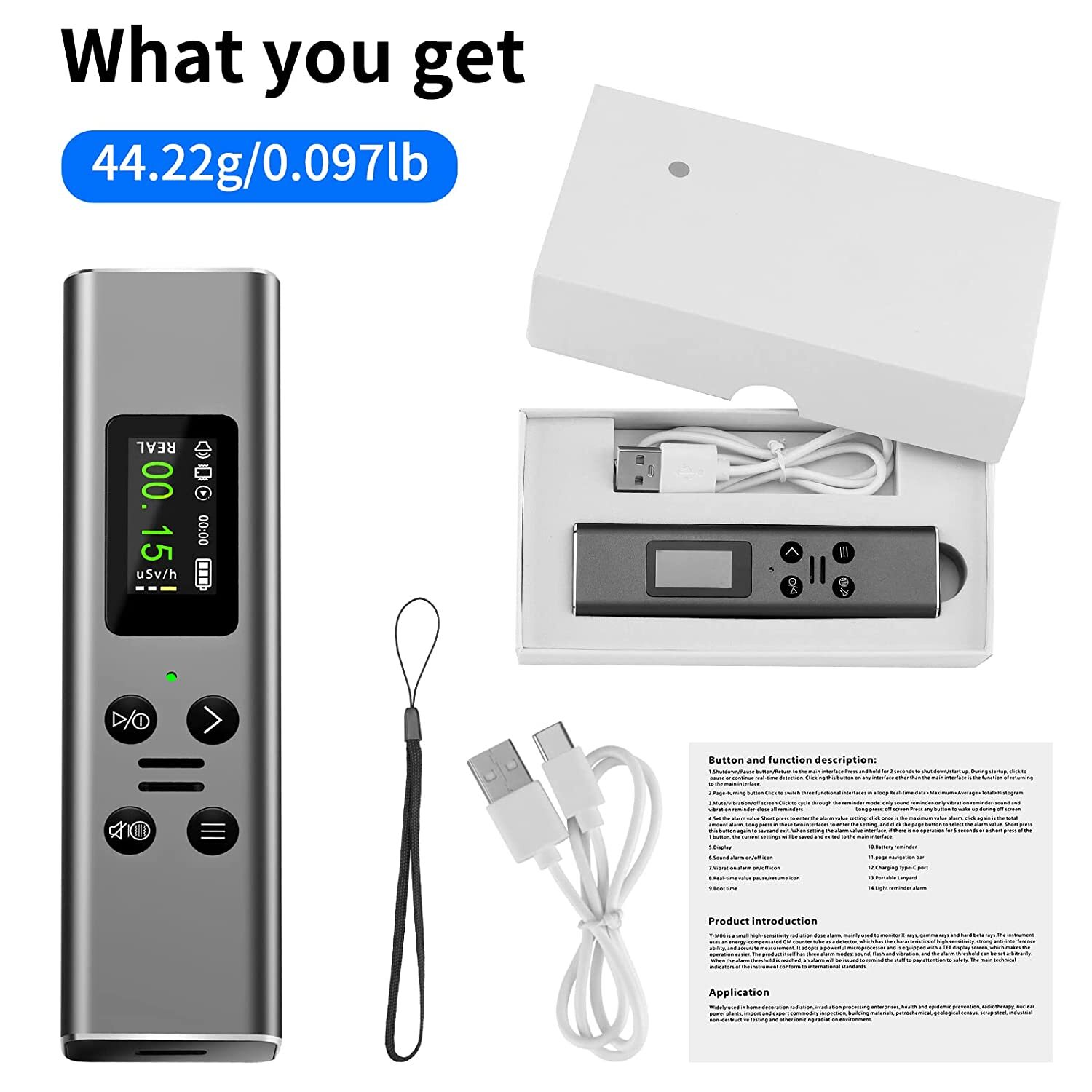 Geiger Counter Nuclear Radiation Detector Beta Gamma β γ X-ray Dosimeter Monitor