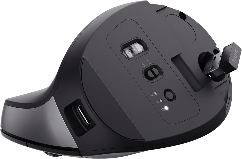 Trust Bayo+ Rechargeable Vertical Mouse Bluetooth + RF 2.4GHz, Ergonomic Mouse,