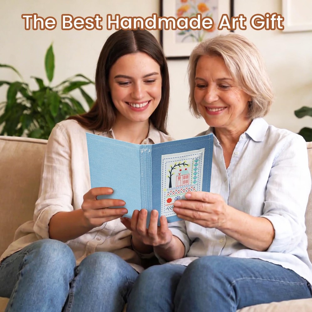 Embroidery Stitch Book Kit Large Size Full Sewing Tools Tutorial Beginners Gift