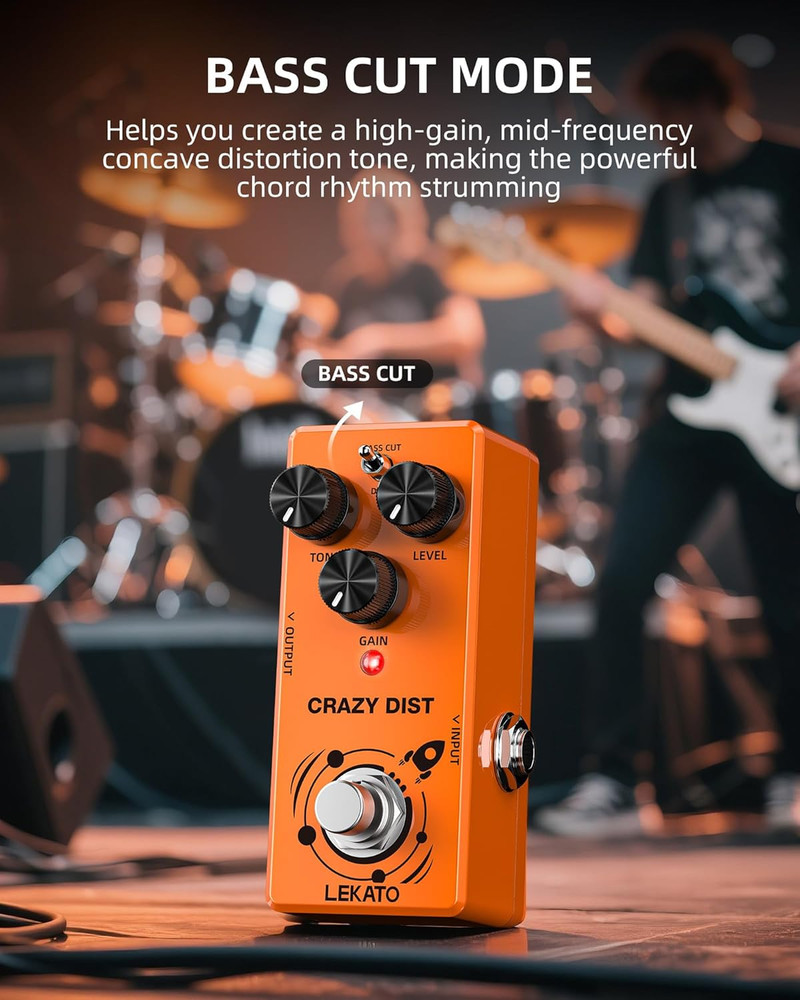 Distortion Pedal, Mini Distortion Effect Pedal for Electric Guitar with Two Mode