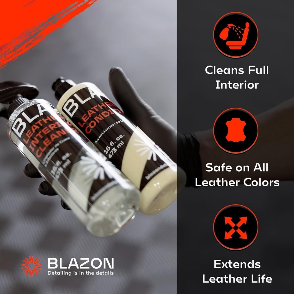 BLAZON Leather & Interior Cleaner + Leather Conditioner COMBO 2 PACK