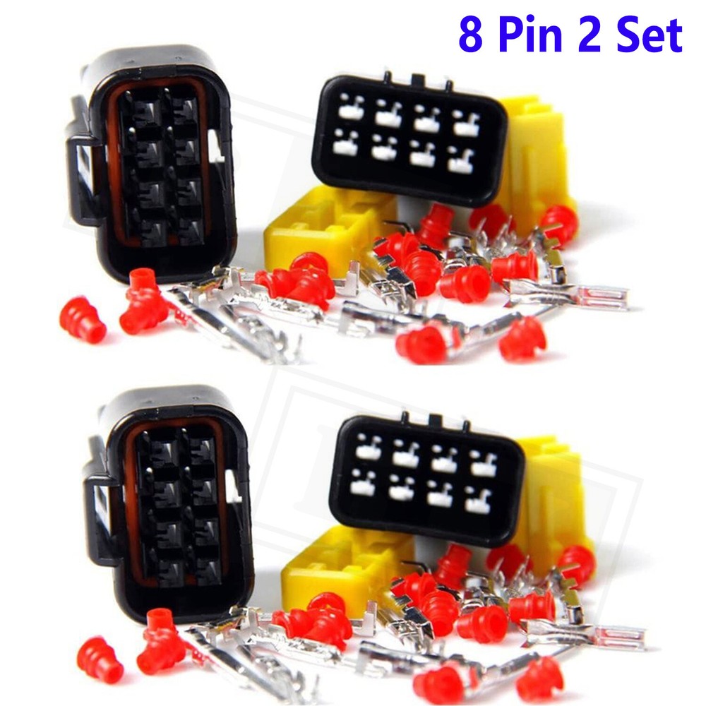 8Pin 2Set Wire Cable Connector Plug In 8 Pins Way Waterproof Electrical Sets Car