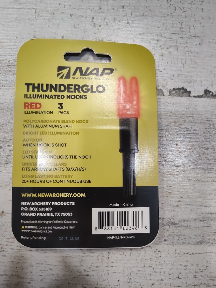NAP ~ Thunderglo Lighted Nocks - Red 3 pack
