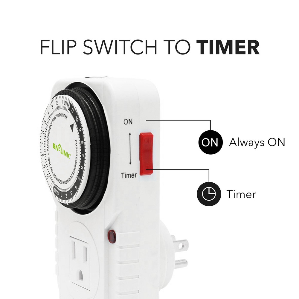 2 Pack 24Hr Plug in Mechanical Grounded Programmable Timer Indoor Heavy Duty