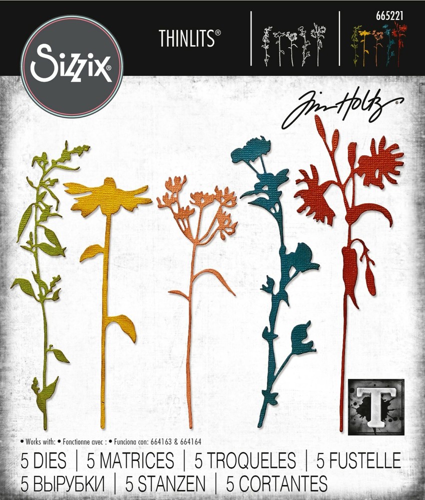Sizzix Thinlits Wildflower Stems #3 #665221 5pk set Retail $19.99 by Tim Holtz