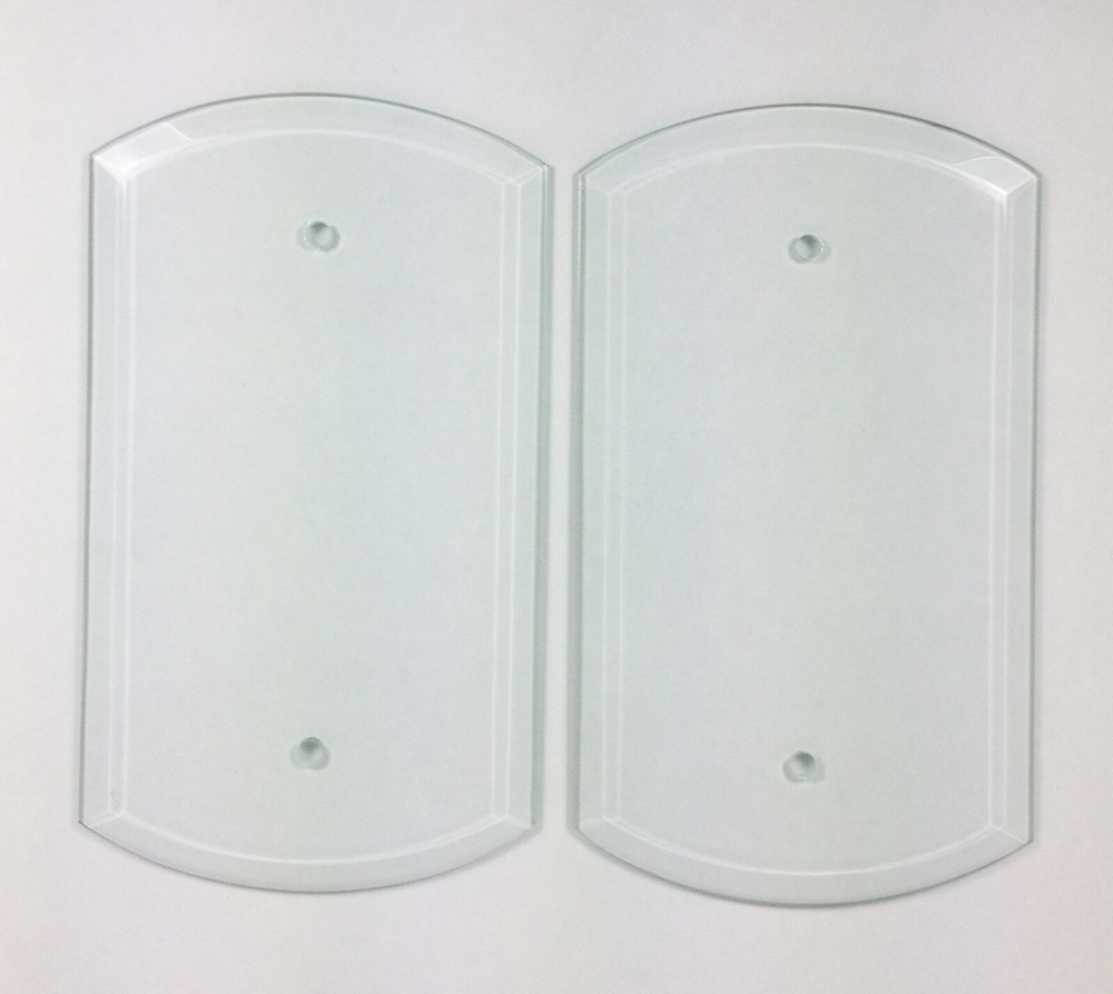 2 BEVELED Clear Glass Rectangular Repair Panel Chandelier Lamp Curved Top Bottom
