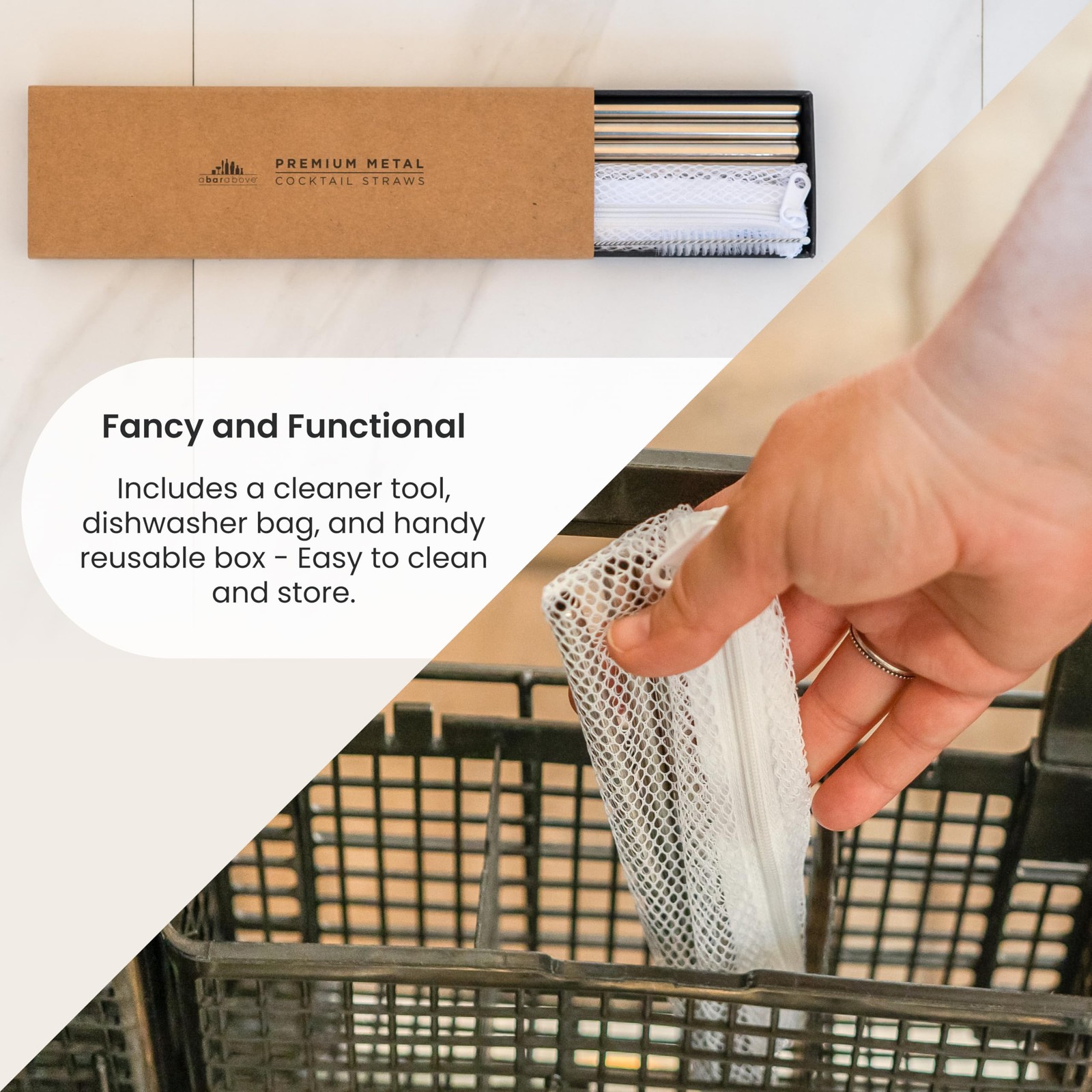 A Bar Above Stainless-Steel Cocktail Straws, Standard (Thin), Stainless Steel