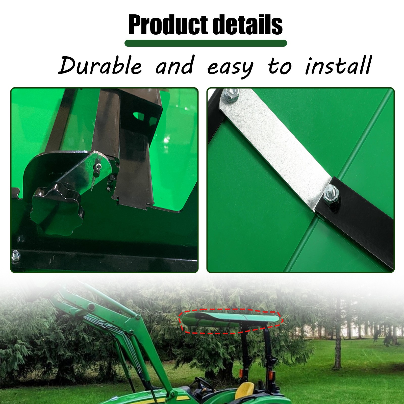 Tuff Top Tractor Canopy 52" X 52" For John Deere 2" x 2" or 2" x 3" ROPS Green
