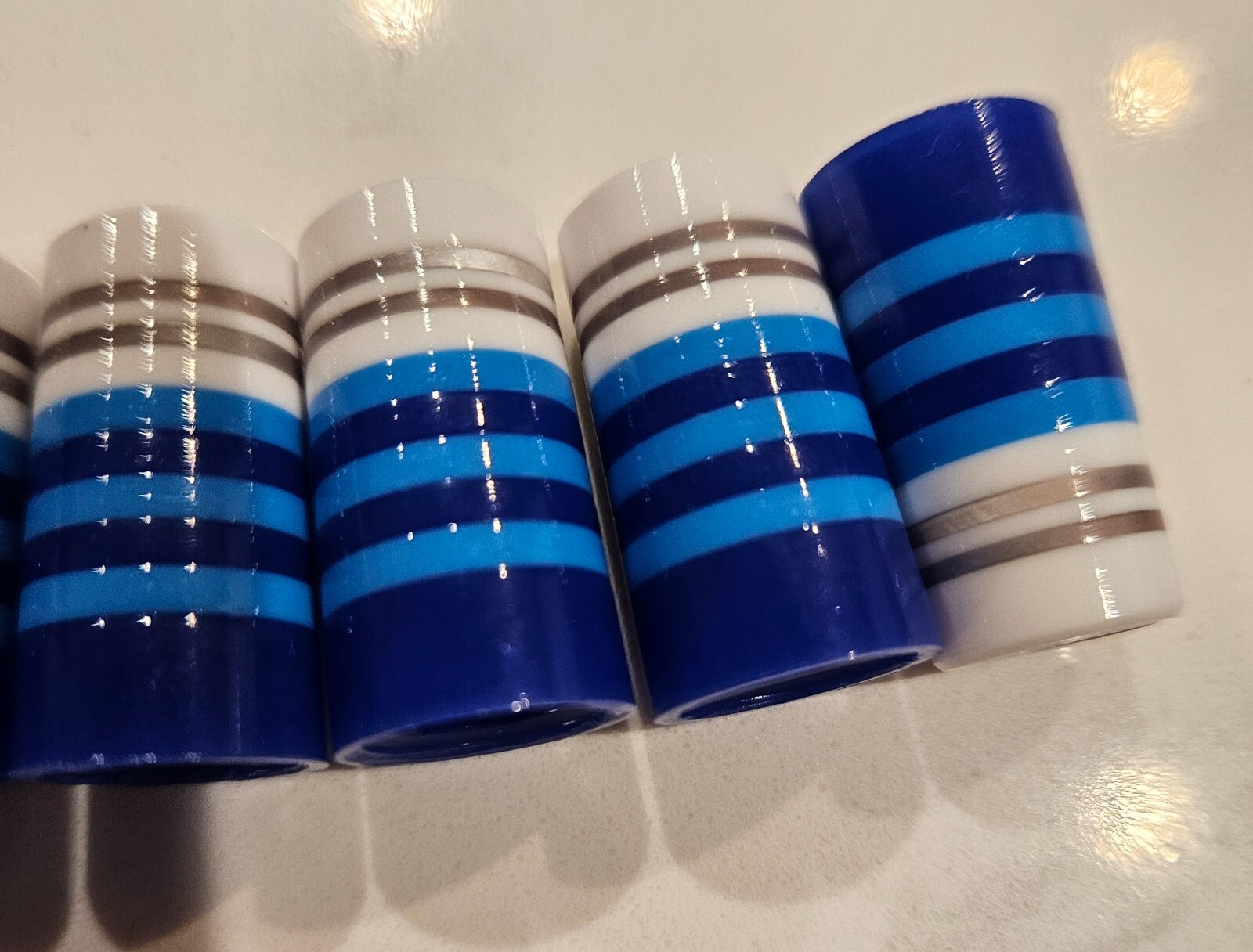 (10) Custom Golf Iron Ferrules Nautical Blue and Silver - Striped Pick Diameter