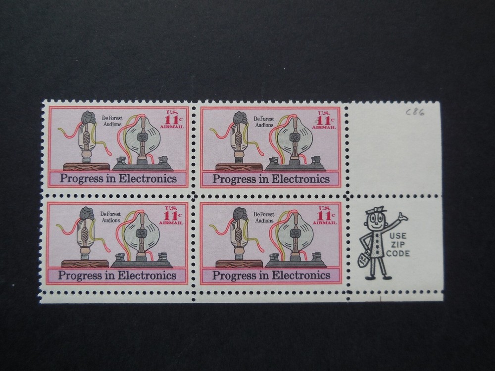 #C86 11c Progress in Electronics Mr. Zip Block  LR MNH OG VF