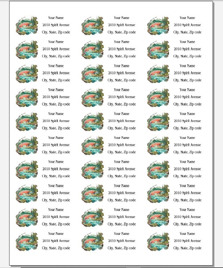 150 Salmon Jumping Upstream Mailing Return Address Labels Personalized