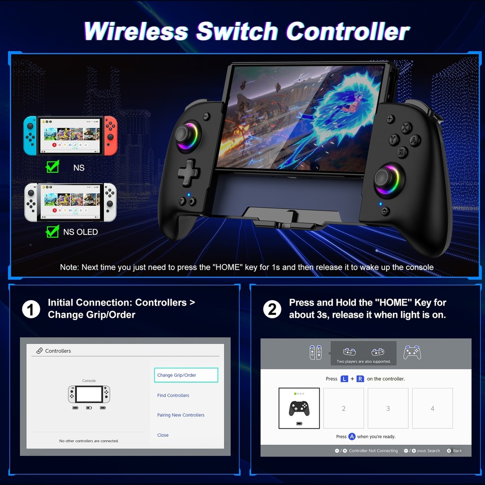 Wireless Joypad Controller,One-Piece Controller for for Nintendo Switch/OLED