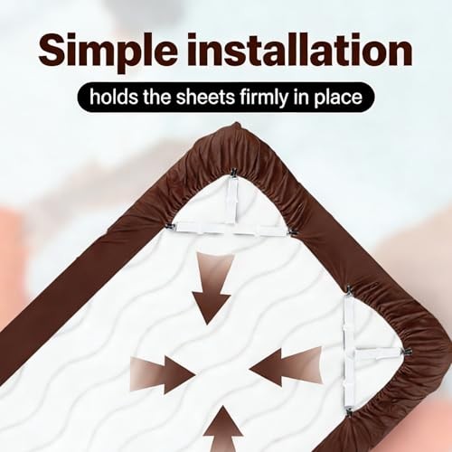 Bed Sheet Straps Set 4 Pack, Adjustable Elastic Sheet Holders for Corners with