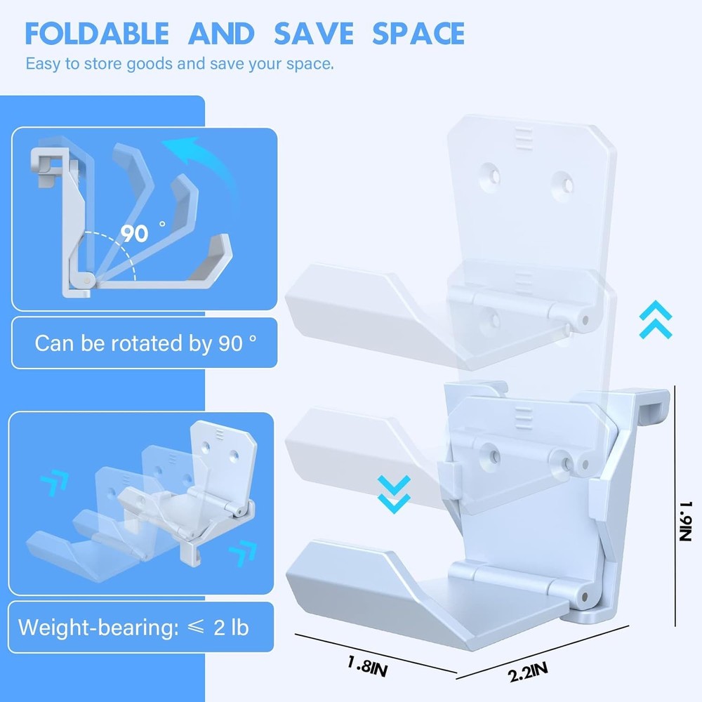 Wall Mount Holder for PS5 Pro/Slim and Switch Controllers Holder, White, 6 Pack