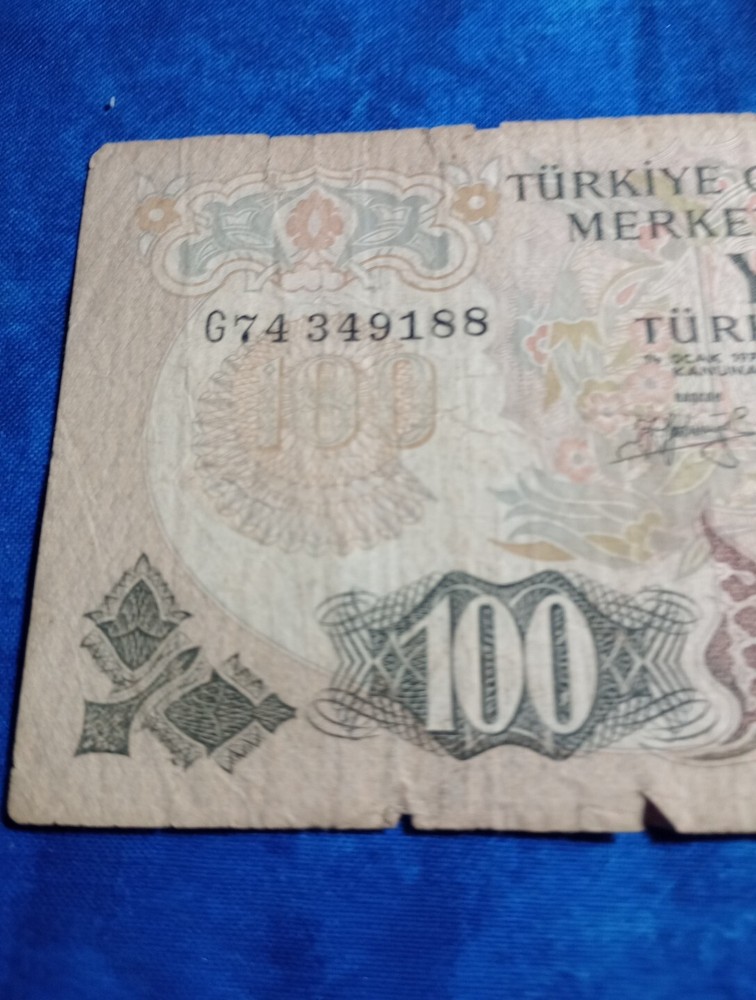 Turkish 100 LIRASI Banknote 1970