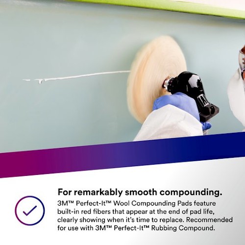 3M 05753 Perfect-It Double-Sided Compound Pad, 9 Inch Wool, Quick Connect