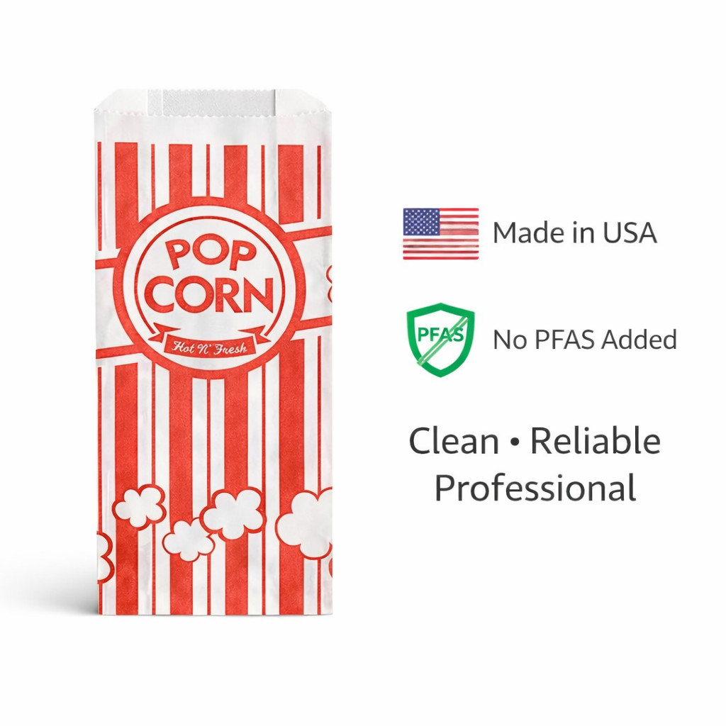 Carnival King #4 Popcorn Bags Kraft Paper 1.1oz Concession 3.75x1.75x9.5 1000