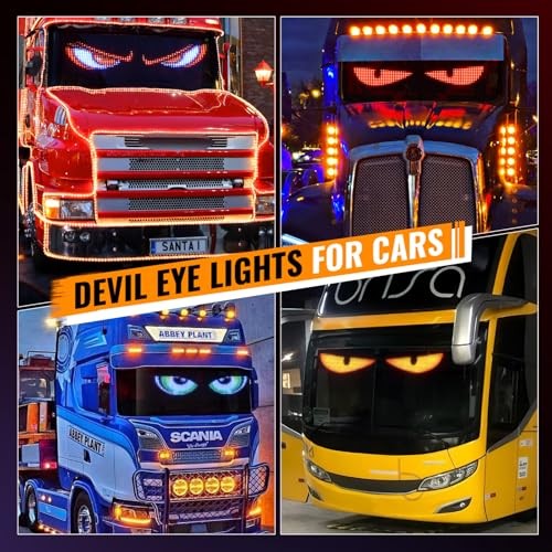 Synchronize Devil Eyes Light for Truck, 23.4”X4.7” Flex Car Window LED Display