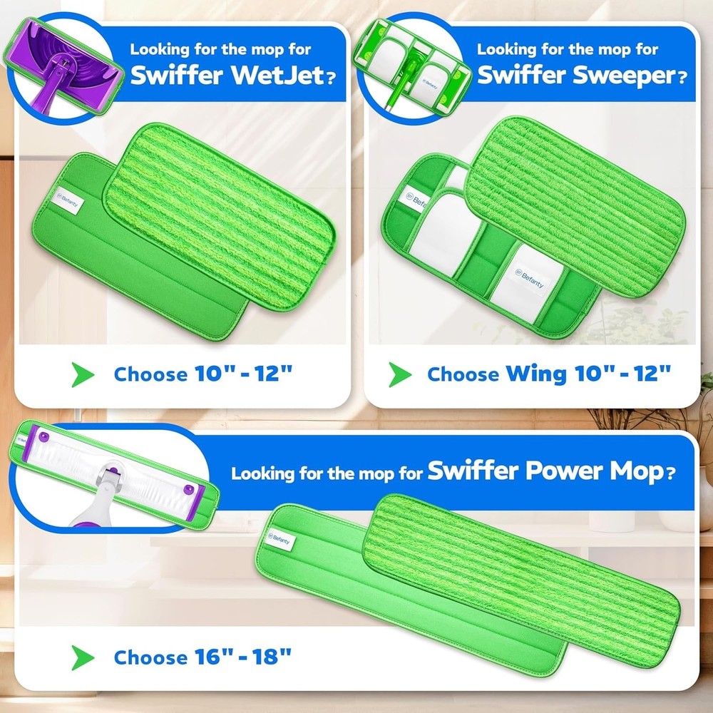 Microfiber Mop Pads for Hardwood - 2 Pack, Safe & Effective Cleaning