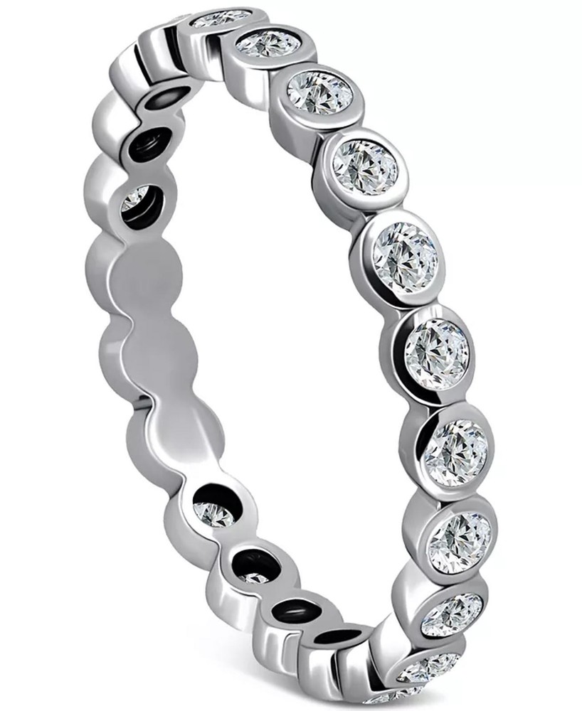 Cubic Zirconia Bezel Eternity Band, Size 7