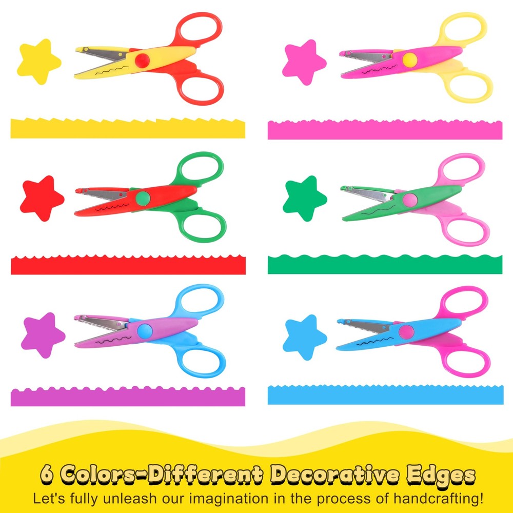 8 Pcs Craft Scissors Decorative Edge, ABS Resin 6 Pattern Scissors for Crafti...