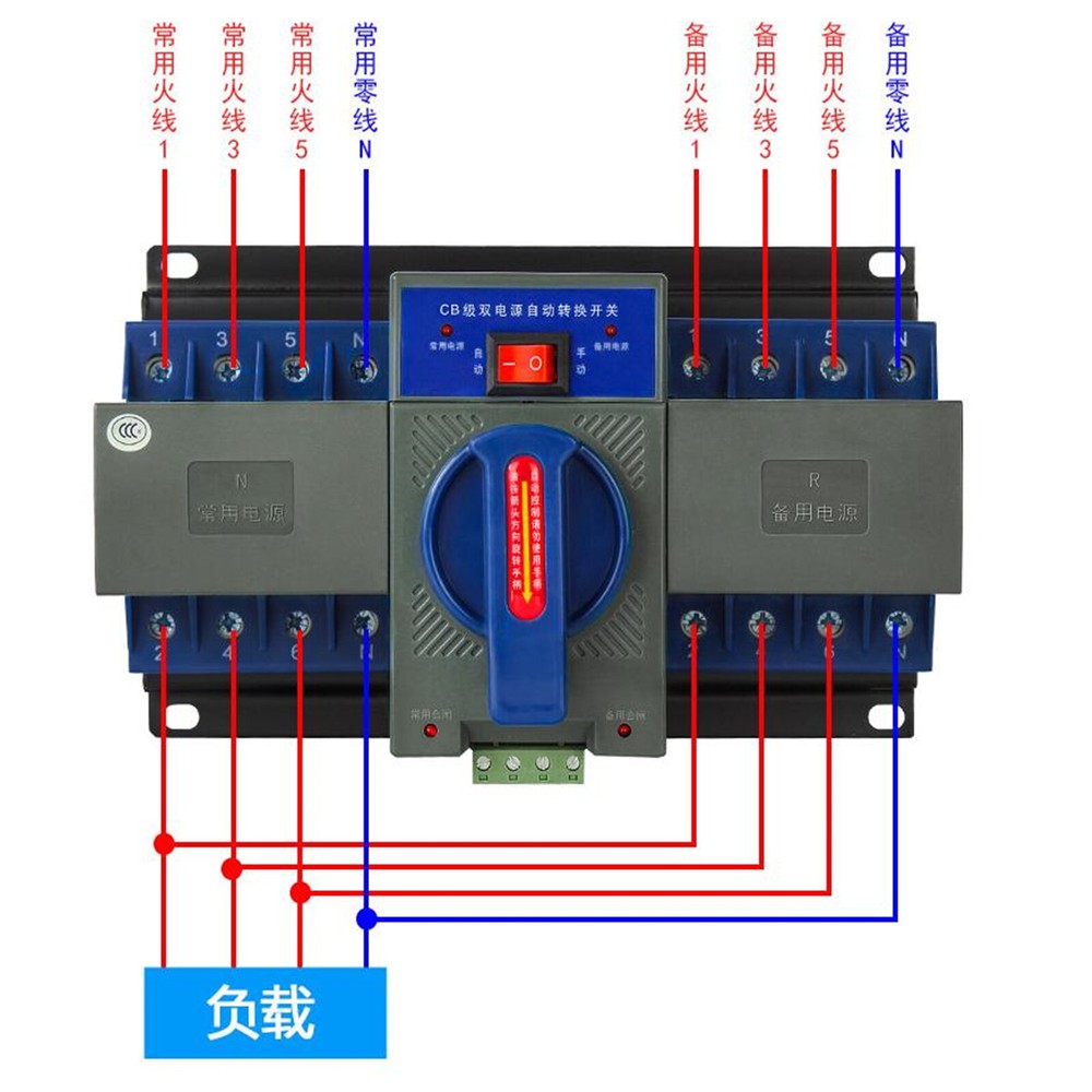 4P ATS Dual Power Automatic Transfer Switch Mini Change-over Switch M6 AC 60HZ
