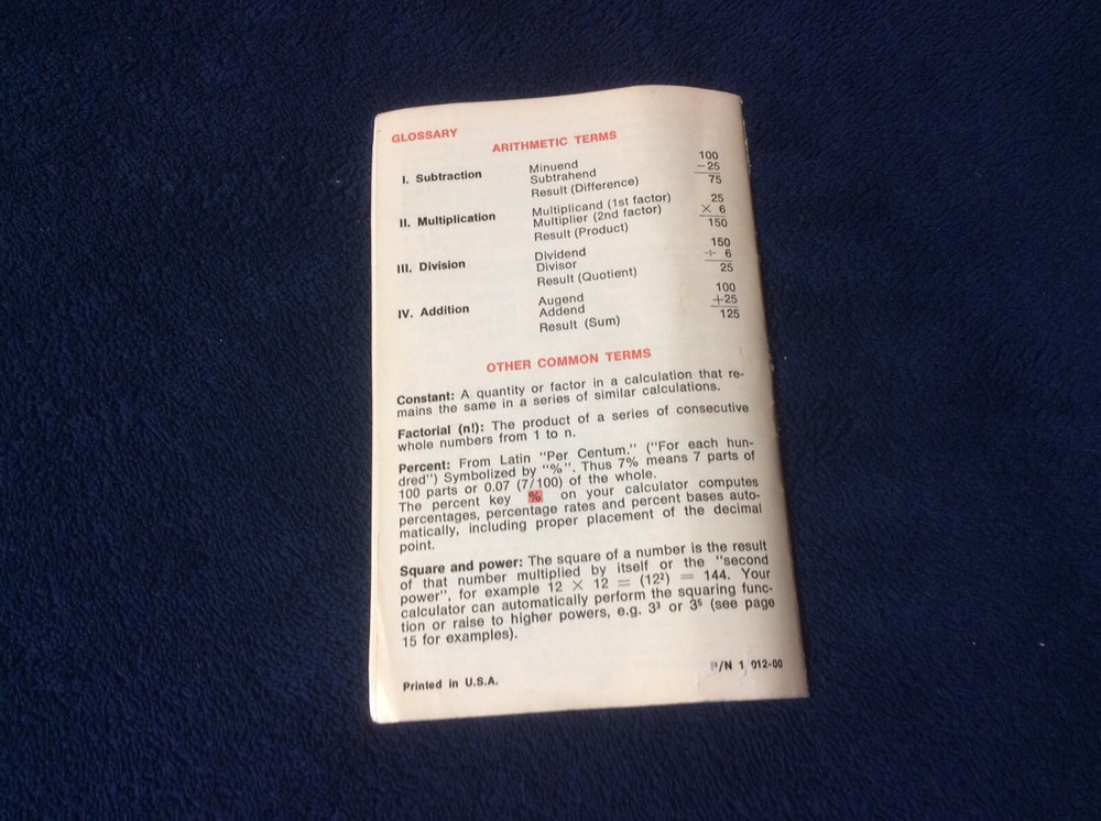 Vintage Corvus Electronic Calculator Instruction Book