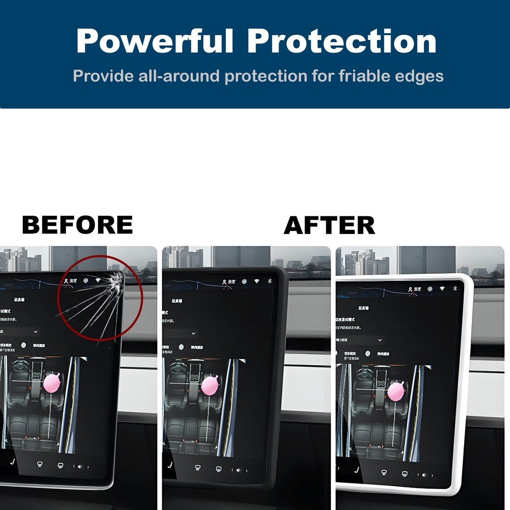 2 Pack Silicone Screen Frame Protector for Tesla Model Y & Model 3 2017-2024