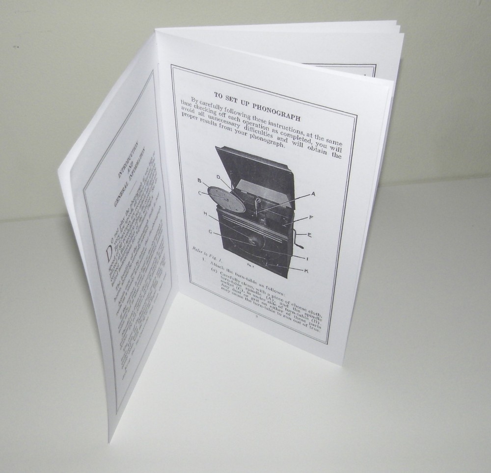 Edison Diamond Disc Phonograph Instruction Manual Reproduction
