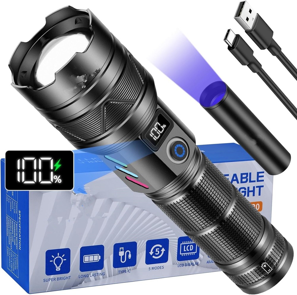 Flashlights High Lumens Rechargeable, LED Flashlight USB C, High Powerd