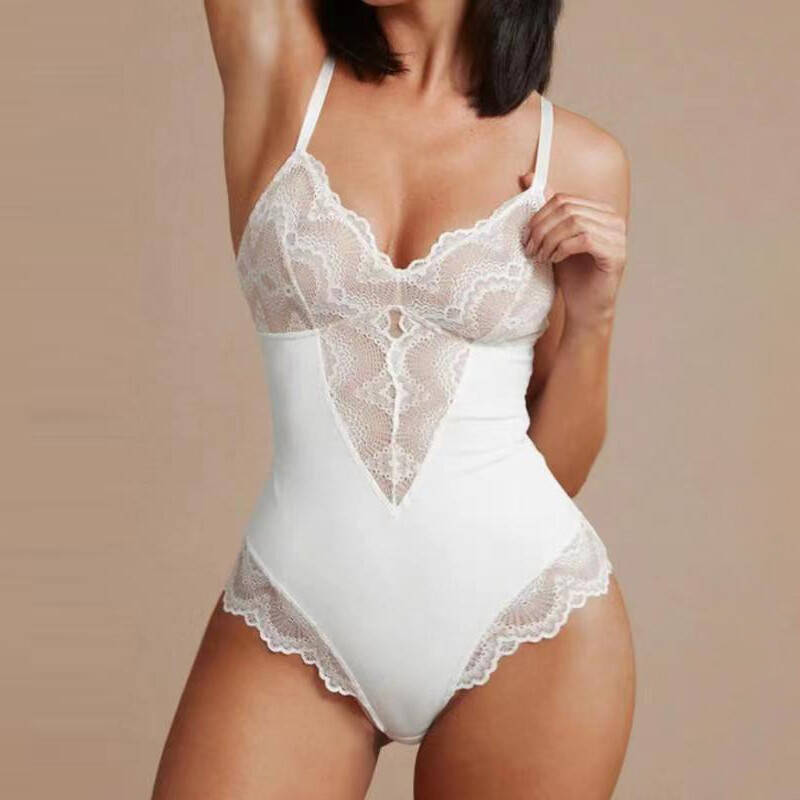 Women Sexy Bodysuit Backless Lace Suspenders Transparent Lingerie Underwear